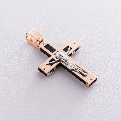 Золотий православний хрест "Розп'яття. Спаси і Збережи" (каучук) 940022