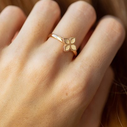 Каблучка "Конюшина" в червоному золоті к07535 №4