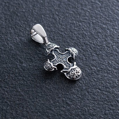 ﻿Срібний хрест "Розп'яття Христове. Тропар Животворящого Хреста" 132951 №2