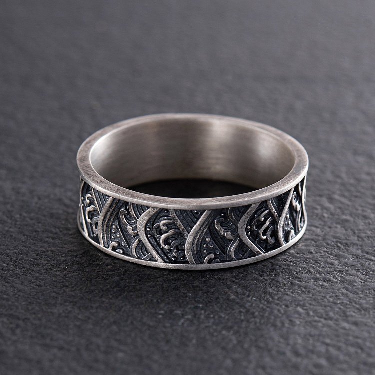 Серебряное кольцо "Японские волны" 7019 от ювелирного магазина Оникс - 10