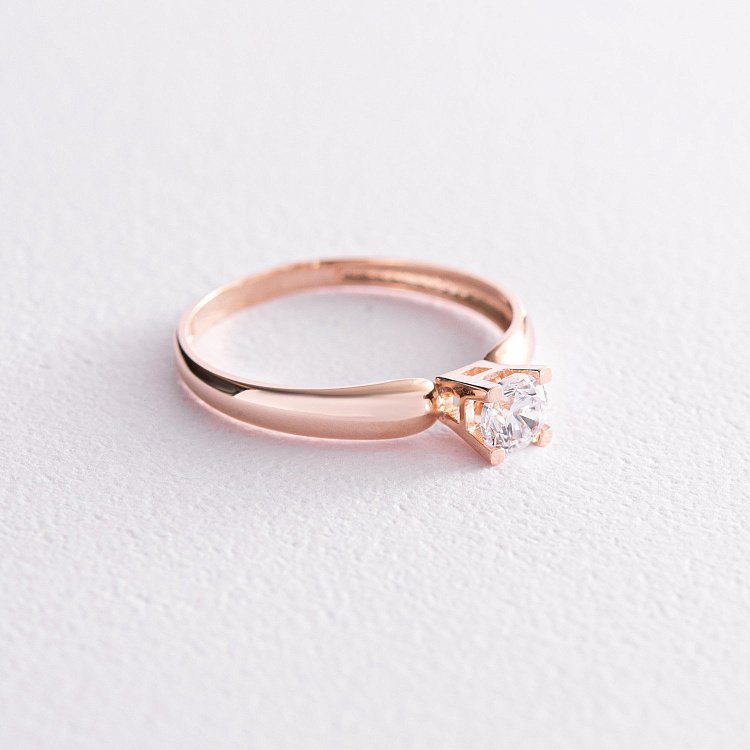 Помолвочное золотое кольцо с фианитом к07016 от ювелирного магазина Оникс - 2