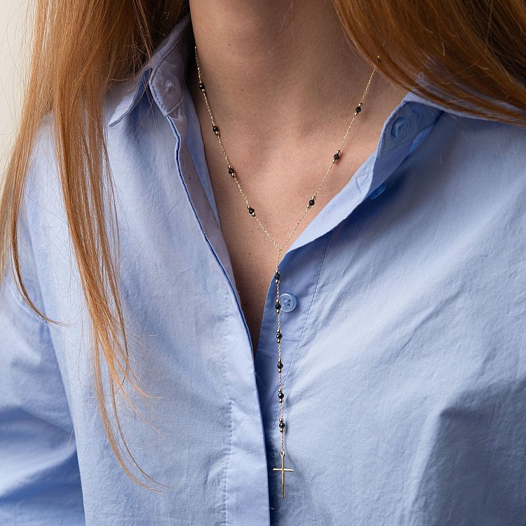 Золоте кольє з хрестиком (фіаніт) кол01940 від ювелірного магазину Онікс - 2