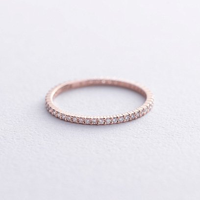 Каблучка з доріжкою діамантів (червоне золото) 217832421 №3