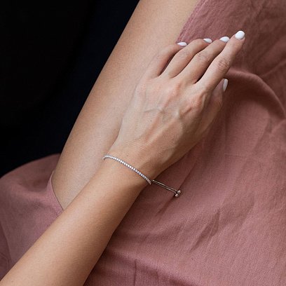 Срібний браслет "Витончений" з білими фіанітами 141494 №6