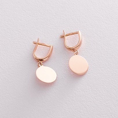 Сережки "Монетки" з червоного золота с06399