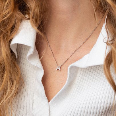 Серебряное колье с буквой "А" с фианитами 1103 А №2