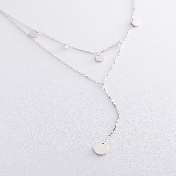 Подвійне срібне кольє "Монетки" з фіанітами 18932 від ювелірного магазину Онікс - 1