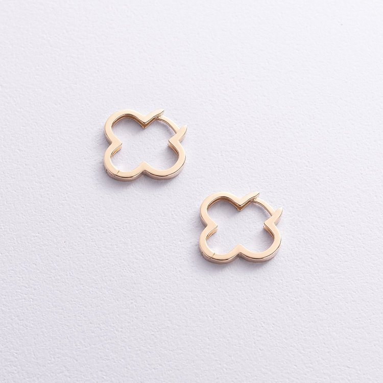 Сережки "Конюшина" в жовтому золоті с06936 від ювелірного магазину Онікс