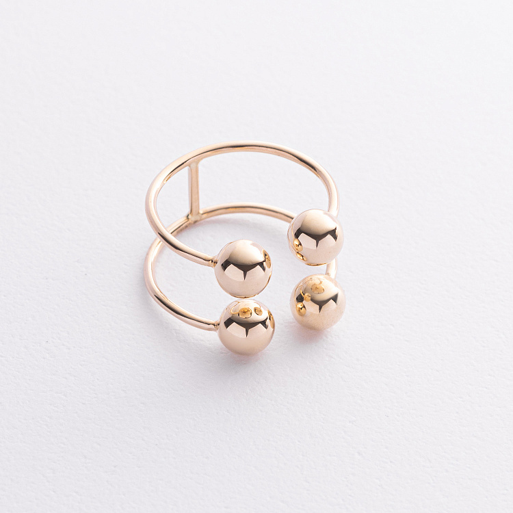 Двойное кольцо "Шарики" в желтом золоте к08292 от ювелирного магазина Оникс - 2