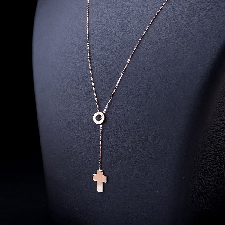 Золотое колье с крестиком кол01019 от ювелирного магазина Оникс - 1