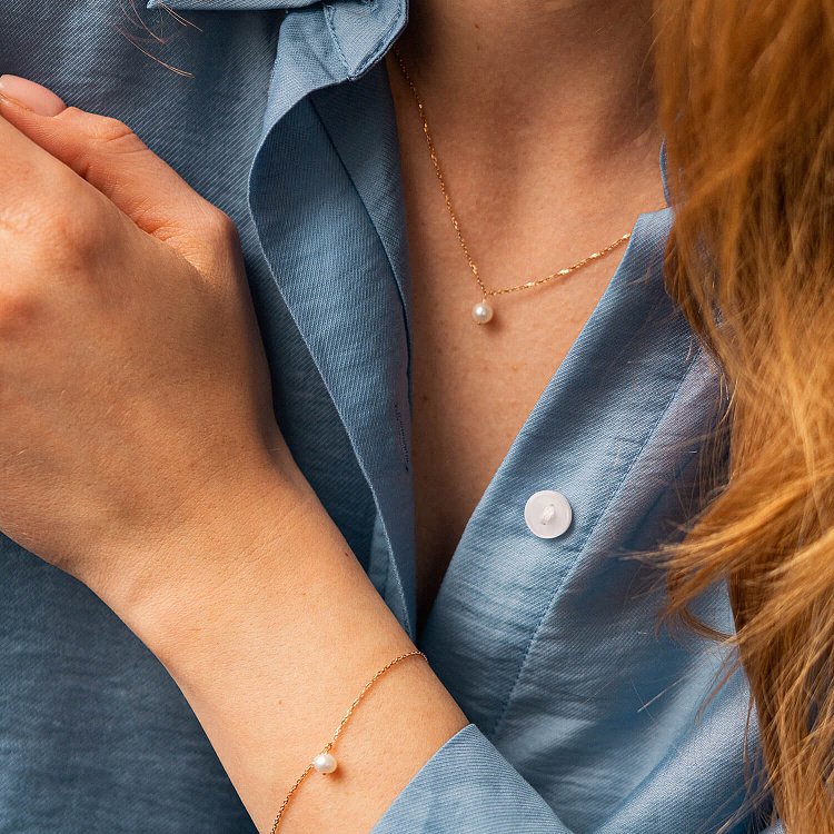 Колье с жемчужиной (красное золото) кол02402 от ювелирного магазина Оникс - 6