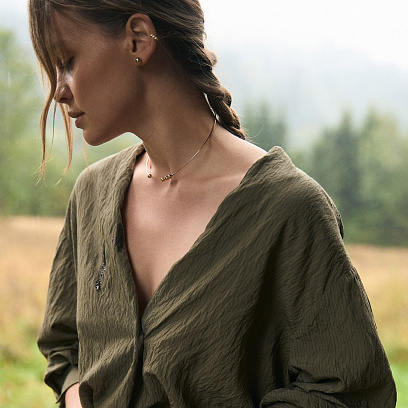 Кольє - чокер "Emilia" (жовте золото) з кульками кол02615 №12