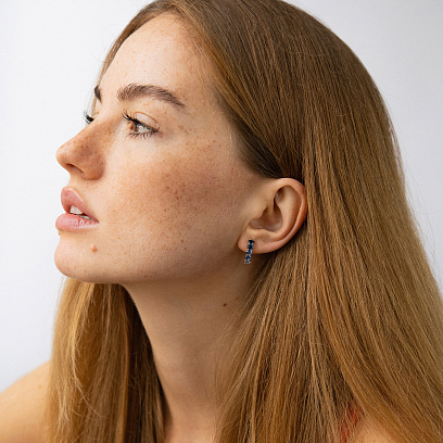 Золотые серьги с сапфирами сб0598sth №2