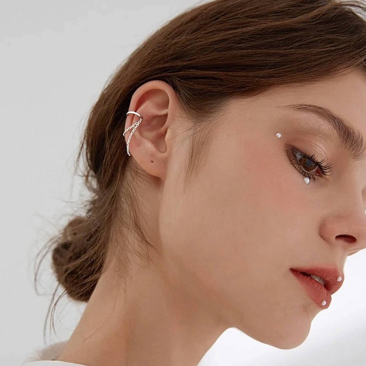 Срібна сережка - каффа з ланцюжками 123223 від ювелірного магазину Онікс - 6