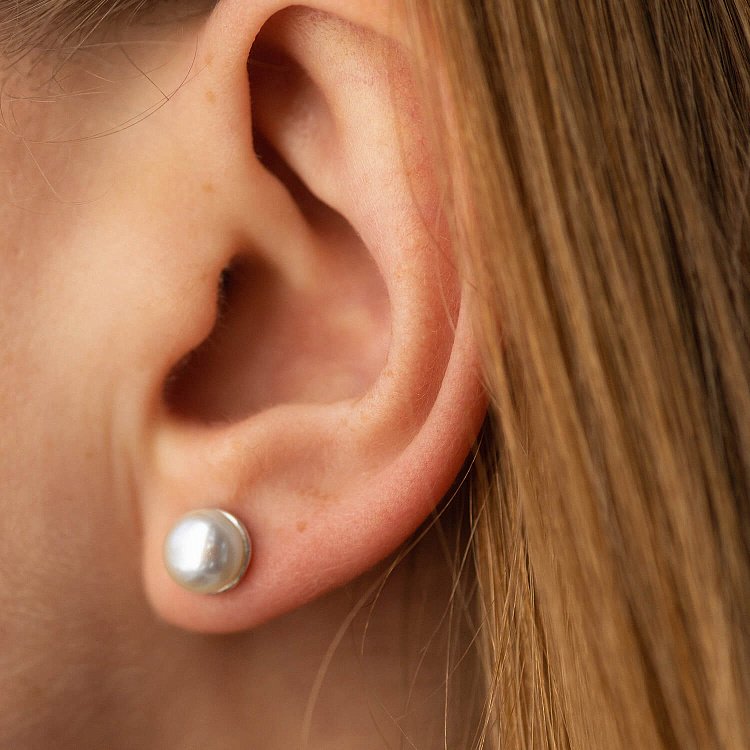 Серьги-гвоздики (культ. пресн. жемчуг) 7 мм 121029 от ювелирного магазина Оникс - 6