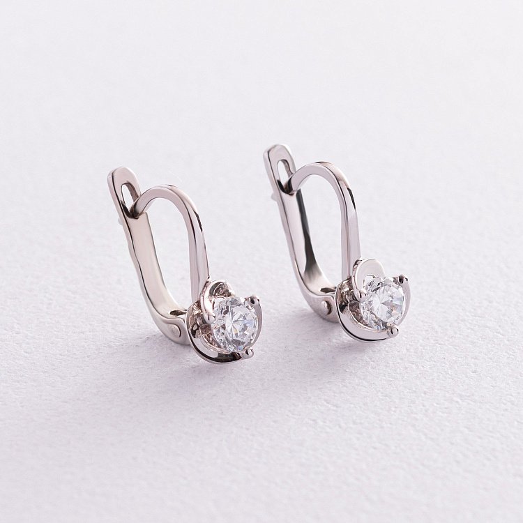 Золоті сережки з фіанітами с02406 від ювелірного магазину Онікс