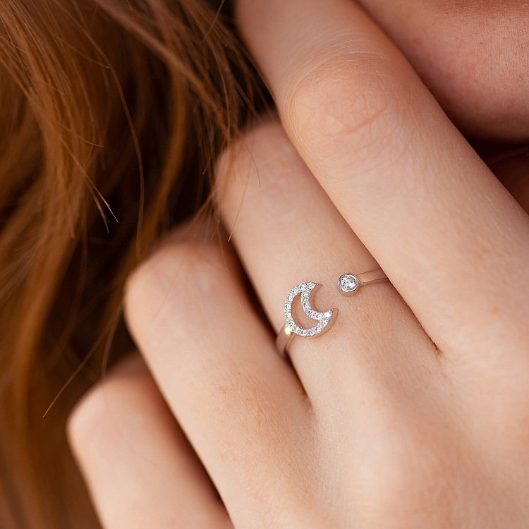 Золота каблучка "Місяць" з діамантами 27441121 від ювелірного магазину Онікс - 7