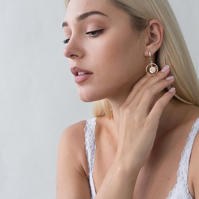 Серьги "Клевер" в желтом золоте с06370 №2