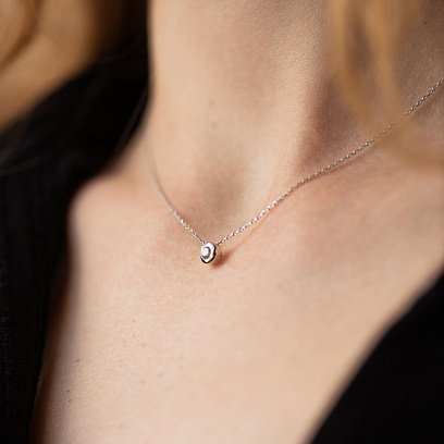 Золотое колье с фианитом кол01059 №8