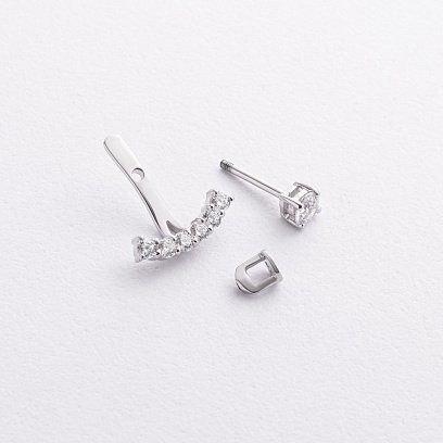 Сережки - джекети в білому золоті (фіаніти) с09338 №2