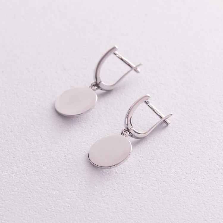 Сережки "Монетки" в білому золоті с07622 від ювелірного магазину Онікс - 3