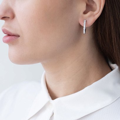 Золотые серьги - кольца с бриллиантами сб0338ri №2