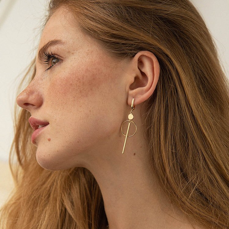 Сережки "Геометрія" у жовтому золоті с08537 від ювелірного магазину Онікс - 3