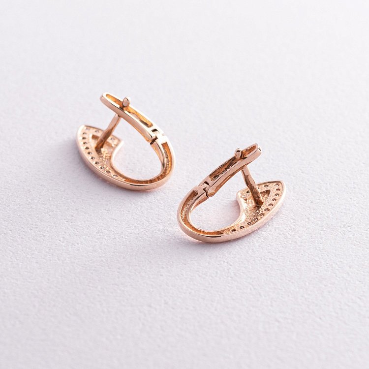 Золотые серьги "Капельки" с фианитами с06088 от ювелирного магазина Оникс - 2