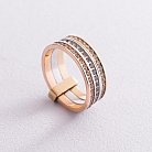 Золотое тройное кольцо з фианитами к01913 от ювелирного магазина Оникс