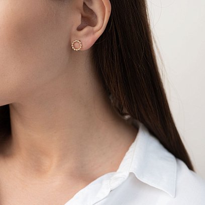 Сережки-пусети "Гармонія" в жовтому золоті с06898 №7