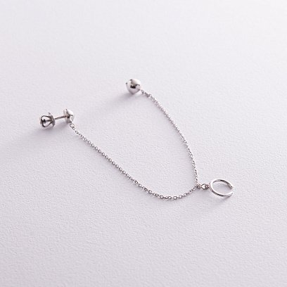 Асимметричные серьги - пусеты "Шарики" в серебре (серьга - каффа) 902-01400 №4