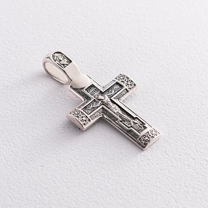 Серебряный крестик "Распятие. Молитва к Господу Иисусу Христу" (чернение) 131543 №4