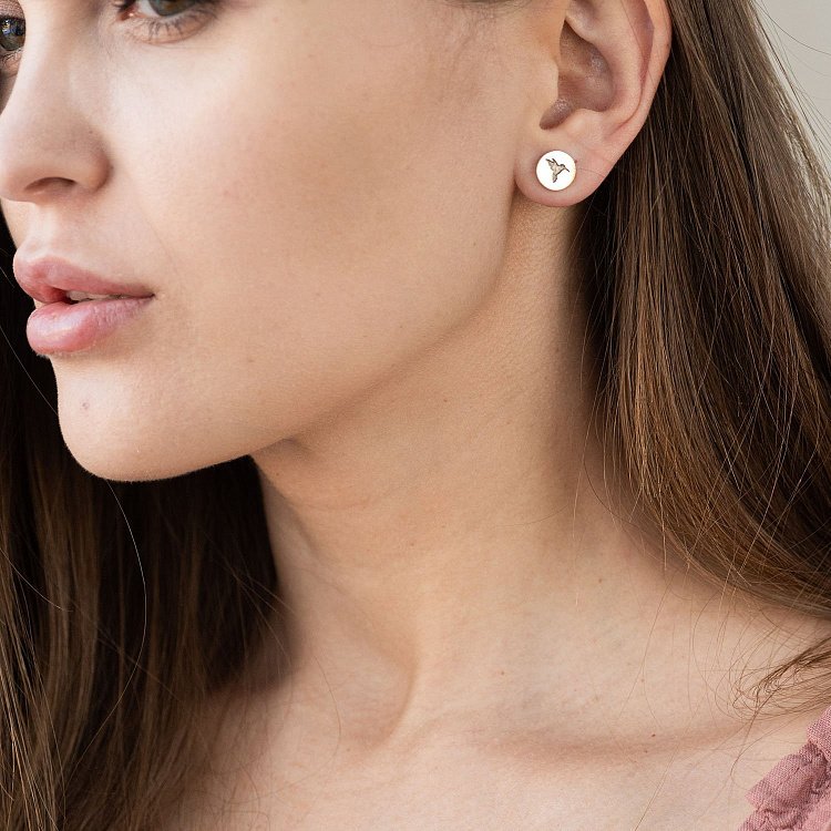 ﻿Сережки-пусети "Колібрі" в жовтому золоті с06715 від ювелірного магазину Онікс - 3