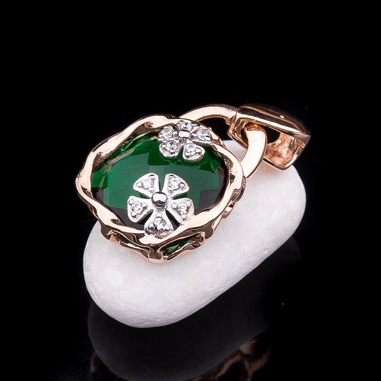 Золота підвіска з фіанітом п02315 від ювелірного магазину Онікс - 1