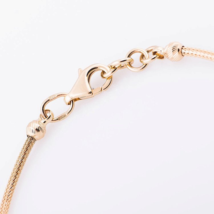 Золотой браслет "Сердце и клевер" с фианитами б02369 от ювелирного магазина Оникс - 1