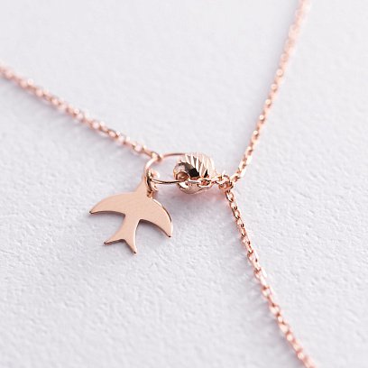 Колье "Ласточка" в красном золоте (фианит) кол01921 №3