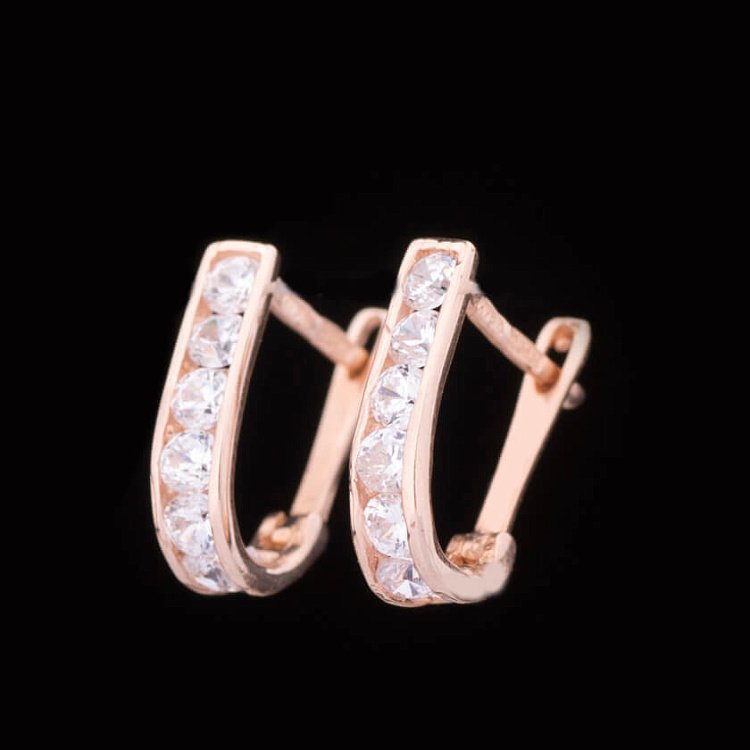 Золотые детские сережки с фианитами с00055а от ювелирного магазина Оникс - 1