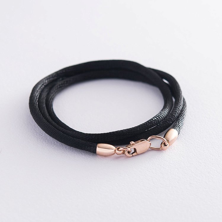 Шелковый шнурок с золотой гладкой застежкой (3мм) кол00937 от ювелирного магазина Оникс