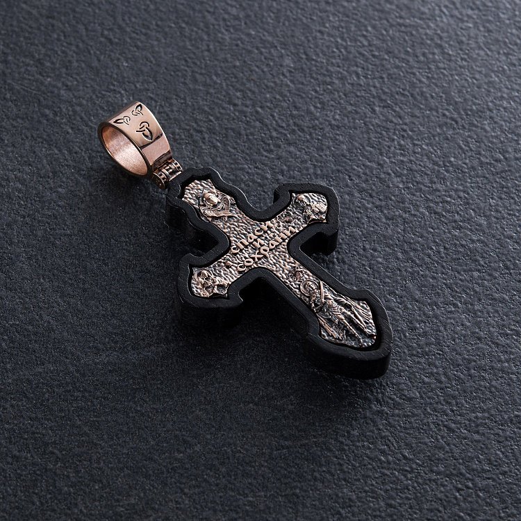 Золотой крест "Распятие. Спаси и Сохрани" с эбеновым деревом 631з от ювелирного магазина Оникс - 6