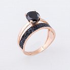 Золотое кольцо с черными фианитами к04841 от ювелирного магазина Оникс - 2