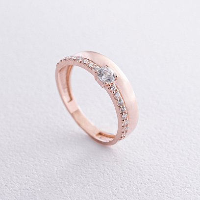 Золотое помолвочное кольцо с фианитами к07478 №3