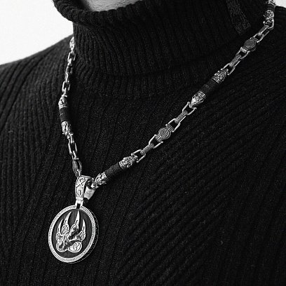 Серебряный кулон "Волк" с эбеновым деревом 946 №9