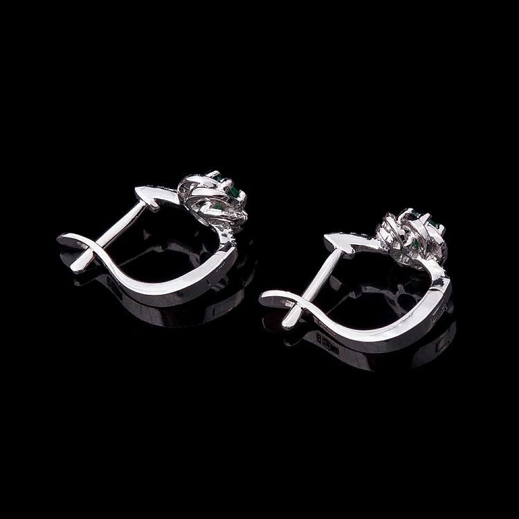 Золоті сережки з смарагдами і діамантами сб02848 від ювелірного магазину Онікс - 2