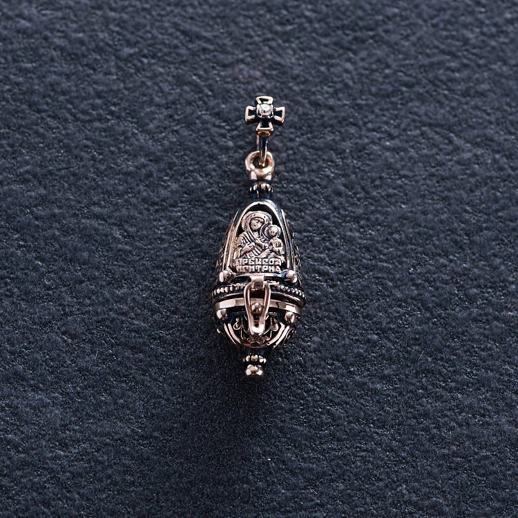 Золотий мощевик "Богородиця" з фіанітом п02533 від ювелірного магазину Онікс - 5