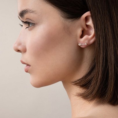 Сережки - пусети "Kiss" в сріблі 123064 №2