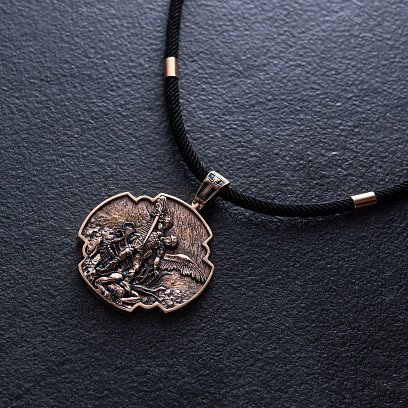 Золотий кулон "Український воїн. Молитва до Архангела Михайла" п03826 №2