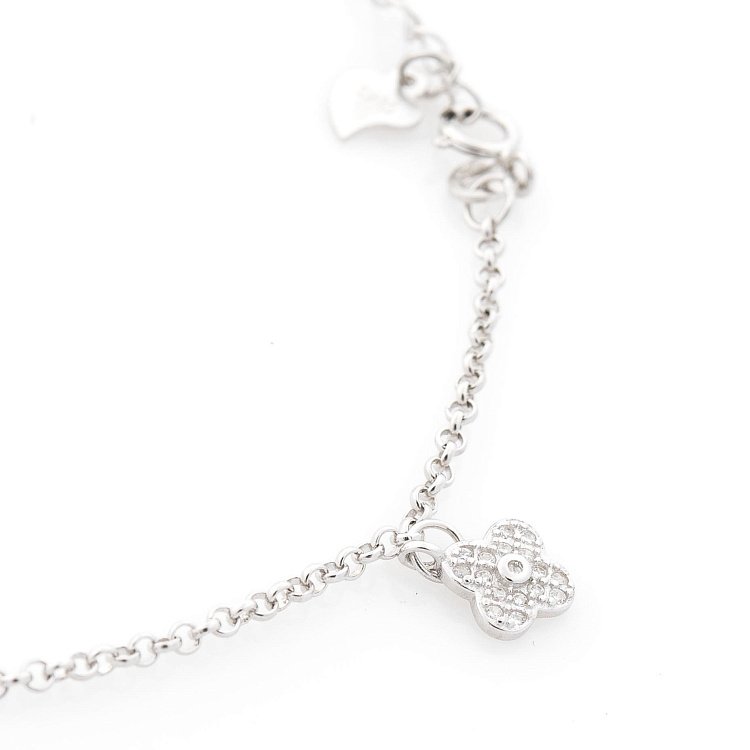 Серебряный браслет "Клевер" на ногу 141238 от ювелирного магазина Оникс - 2