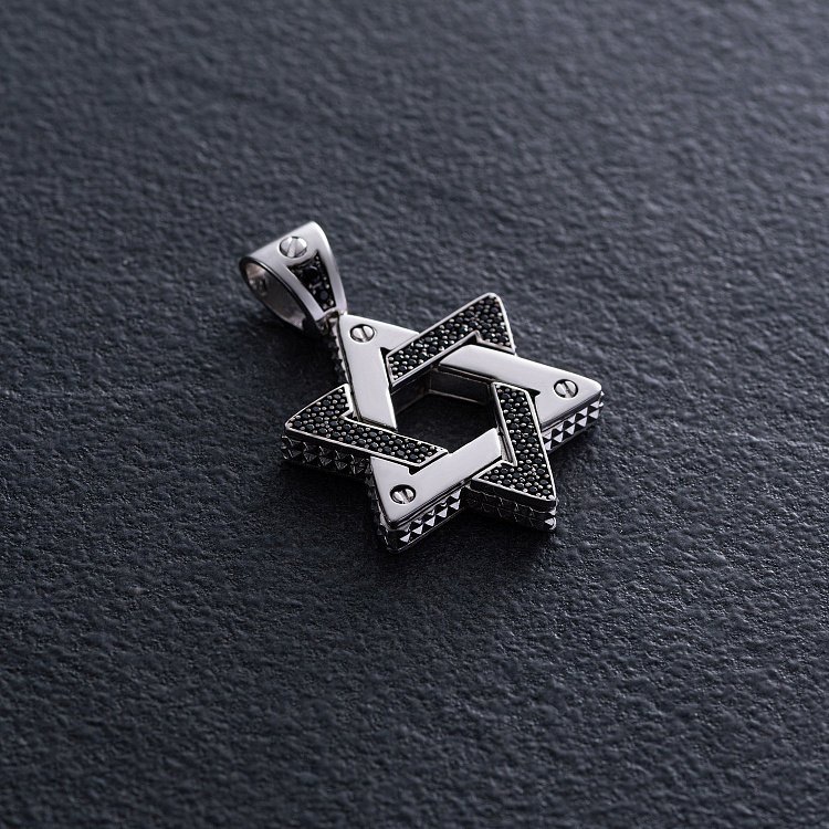 Кулон "Звезда Давида. Символ CHAI" в серебре (фианиты) 1118с от ювелирного магазина Оникс - 2