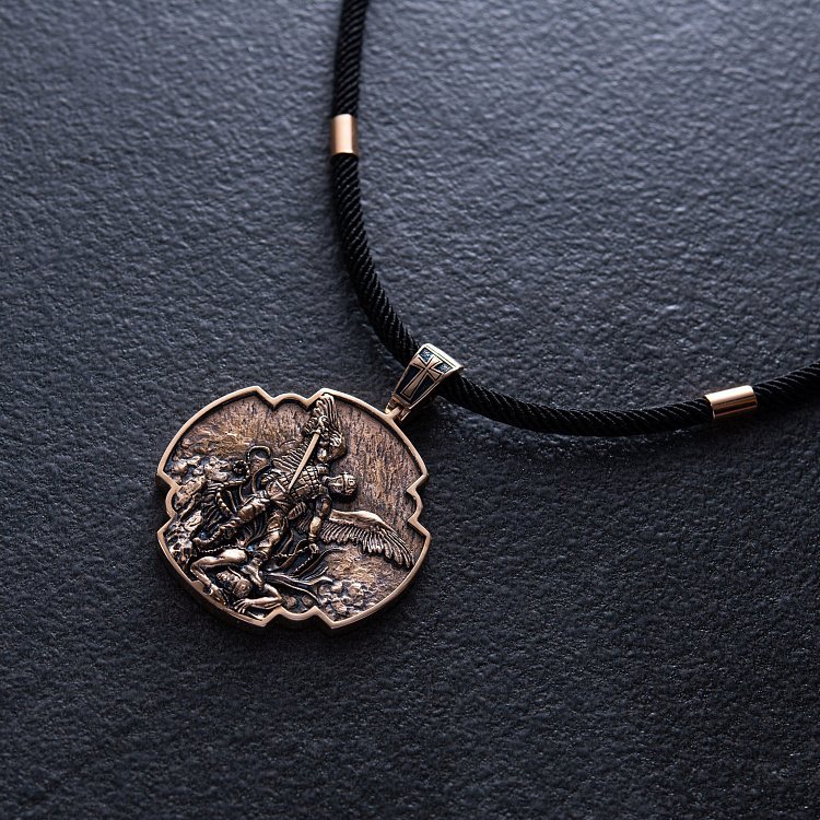 Золотий кулон "Український воїн. Молитва до Архангела Михайла" п03826 від ювелірного магазину Онікс - 2