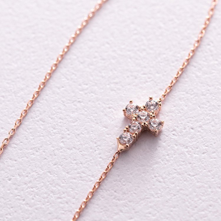 Золоте кольє з хрестиком (фіаніти) кол02114 від ювелірного магазину Онікс - 3